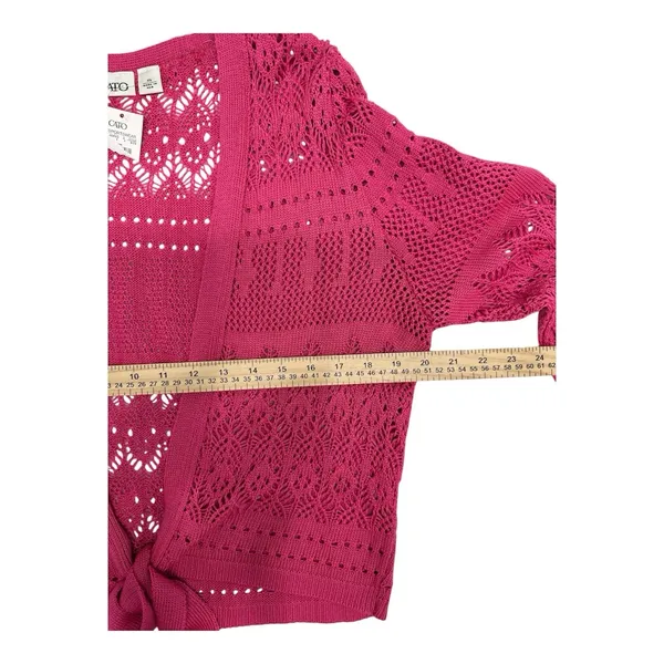 CATO Women's Size L-XL Cardigan Pink Tie‎ Front Girlhood Coquette Cottage - Image 4