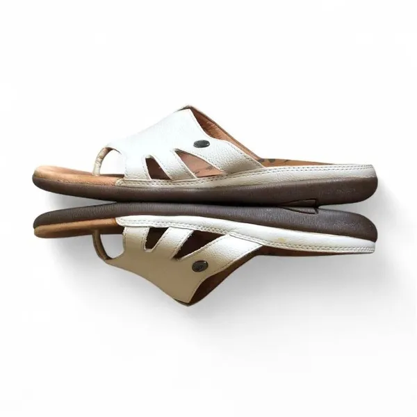 Acorn Women’s White Leather Toe-Post Slide Sandals 8 - Image 7