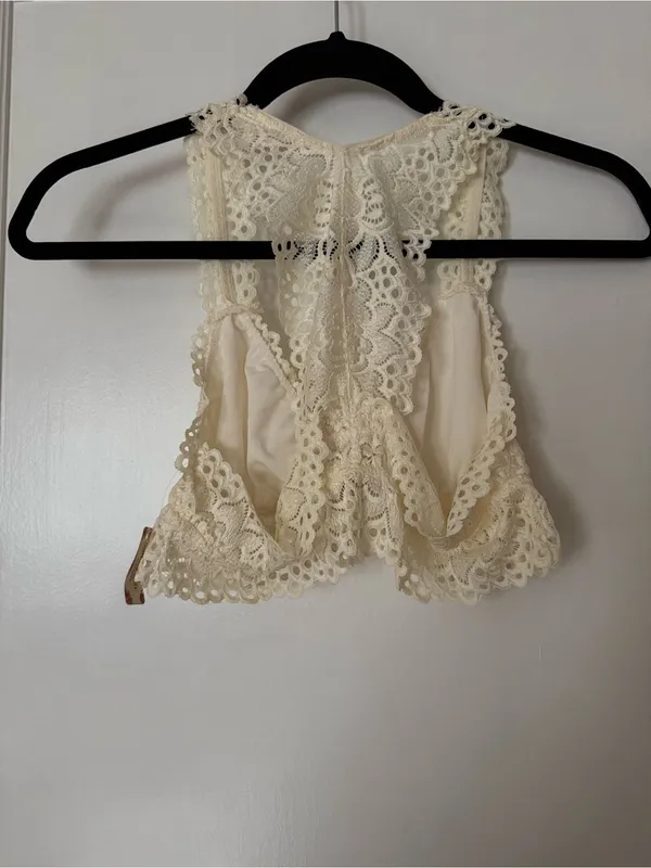 Altar’d State NWT Ivory floral lace racerback bralette - Image 2