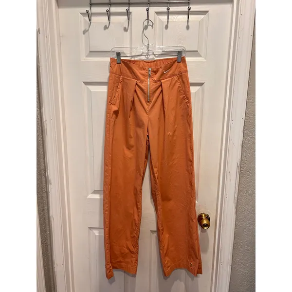Nike Sportswear Woven High-Rise Trousers Orange WMNS Medium Snap Leg‎ Zip Front - Image 2