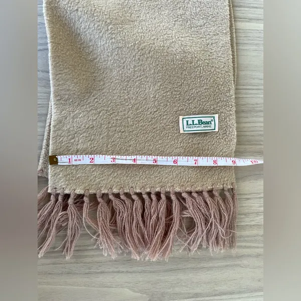 L.L. Bean Beige Fringed Scarf Tan - Image 3
