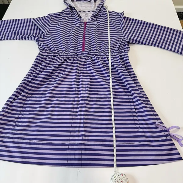Title Nine 3/4 Sleeve Purple Striped 1/2‎ Zip Hooded Athleisure Dress Pockets XL - Image 13