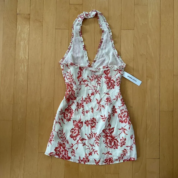 Princess Polly Taija red floral wrap halter mini dress - Image 3