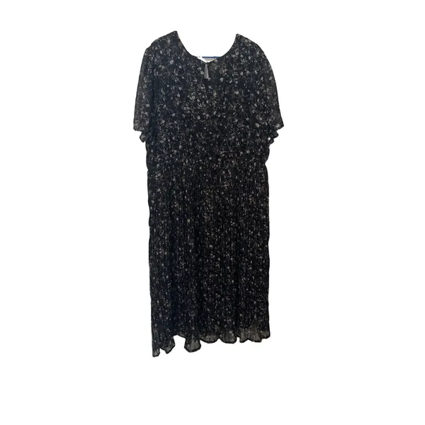 Baltic born Belfast Pleated Maxi Dress 3x Black Floral Cottagecore - Image 3