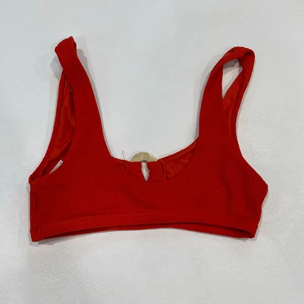 Topshop Red Ring Detail Bikini Top US 4 Y2K Scoop Neck Swim - Image 4