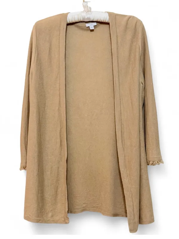 J.Jill Women’s Linen Blend Open Front Cardigan with Fringe Cuffs Size Medium - Image 2