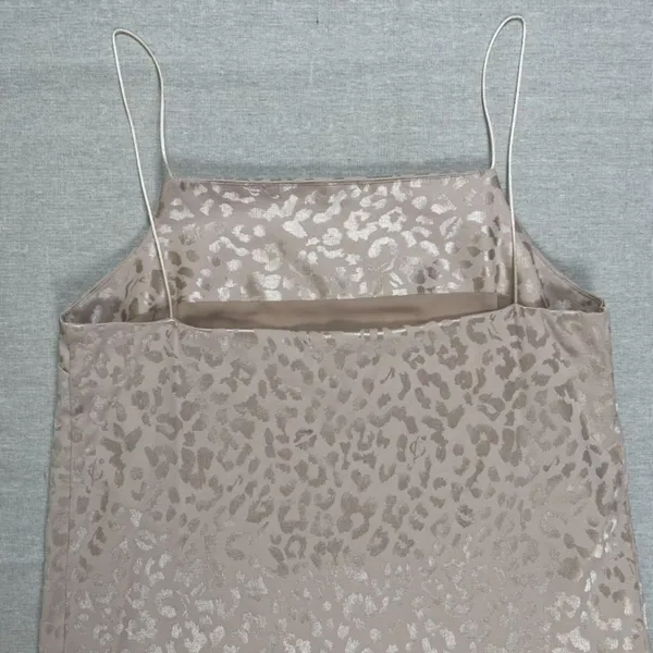 TopShop | Beige Satin Leopard Print Shift Dress | Size 6 - Image 6