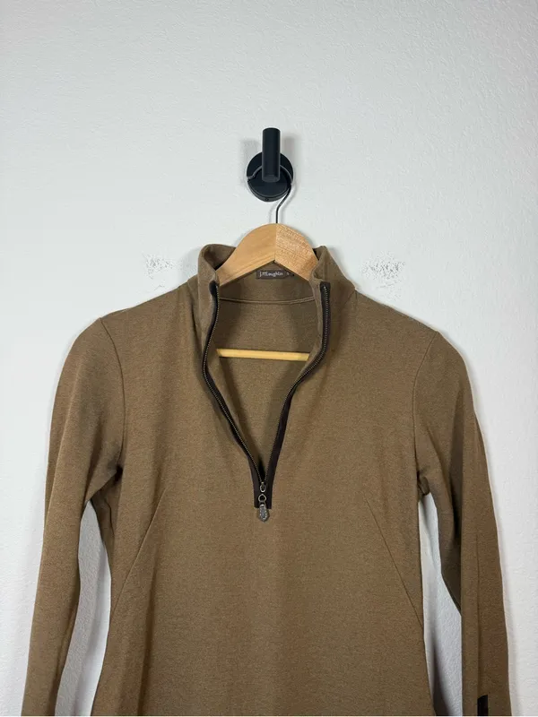 J. McLaughlin Bedford Ponte Quarter Zip Sheath Dress Brown Size S - Image 5