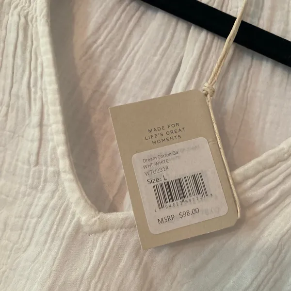 NWT Faherty White Dream Cotton Gauze Ainsley Sleeveless Blouse Minimalist Large - Image 4
