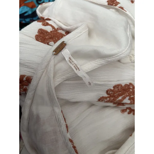 Free People White Rust Embroidered Boho Tunic Mini Dress Size S - Image 8