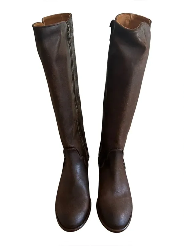 Frye Ladies Carson Piping Chocolate Tall Western Boots FR41360-CHOC, 7.5, NWOT - Image 3