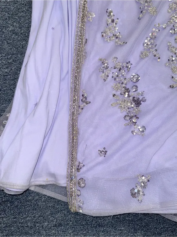 Lavender Purple Glitter Beaded Gown Size L - Image 4