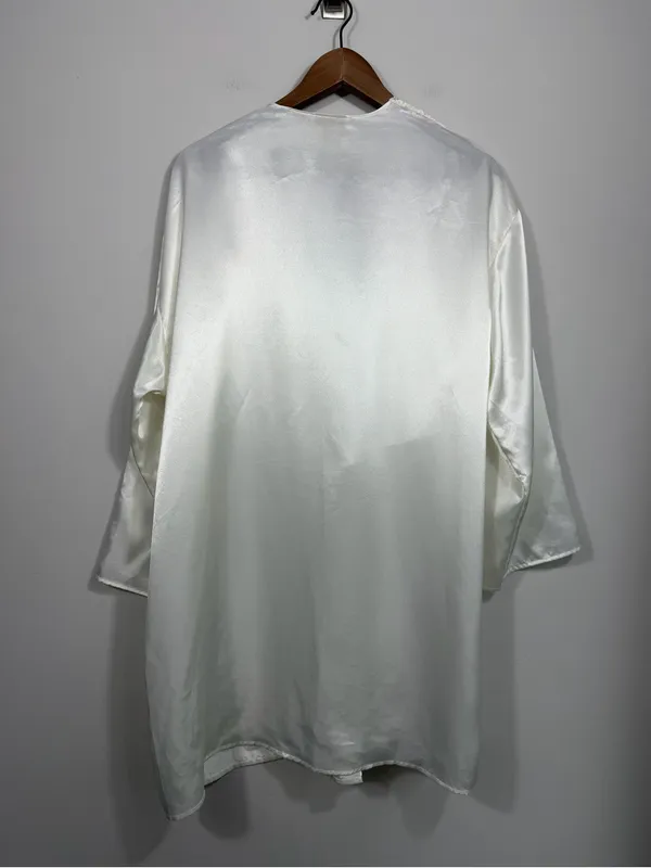 Vintage Victoria’s Secret Ivory Satin Lace Bridal Robe O/S 90s - Image 2