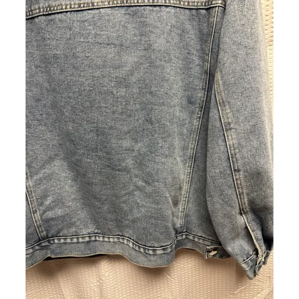 BEI BEI Women's XL Denim Truck Jacket Faux Fur Lining‎ Detach Collar NWOT - Image 15