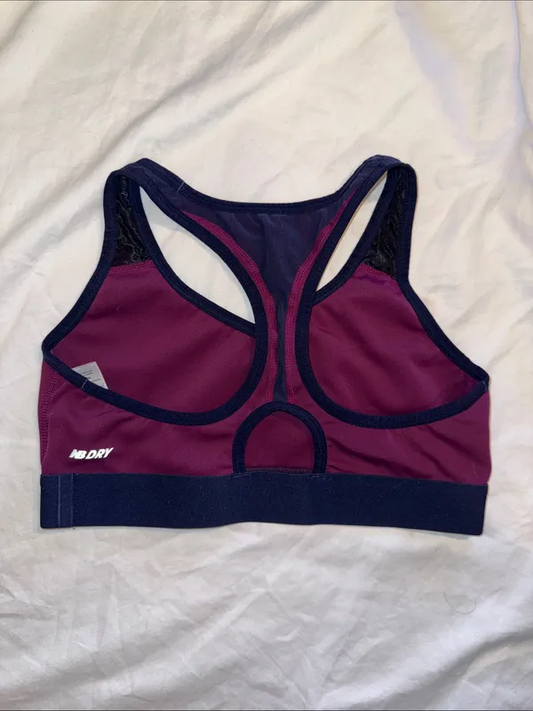 New Balance Plum Navy Racerback Sports Bra yoga gym pullover no pads - Image 3