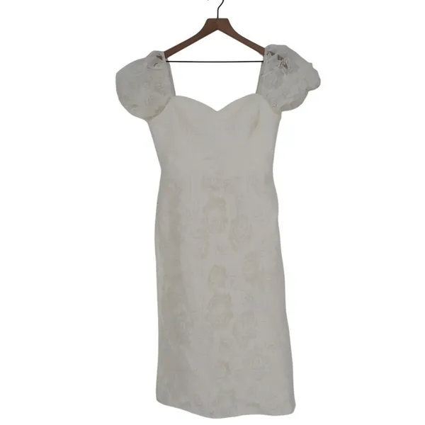 Lulus Odetta Burnout Puff Sleeve Lace-Up Midi Dress Womens Large White Floral - Image 2