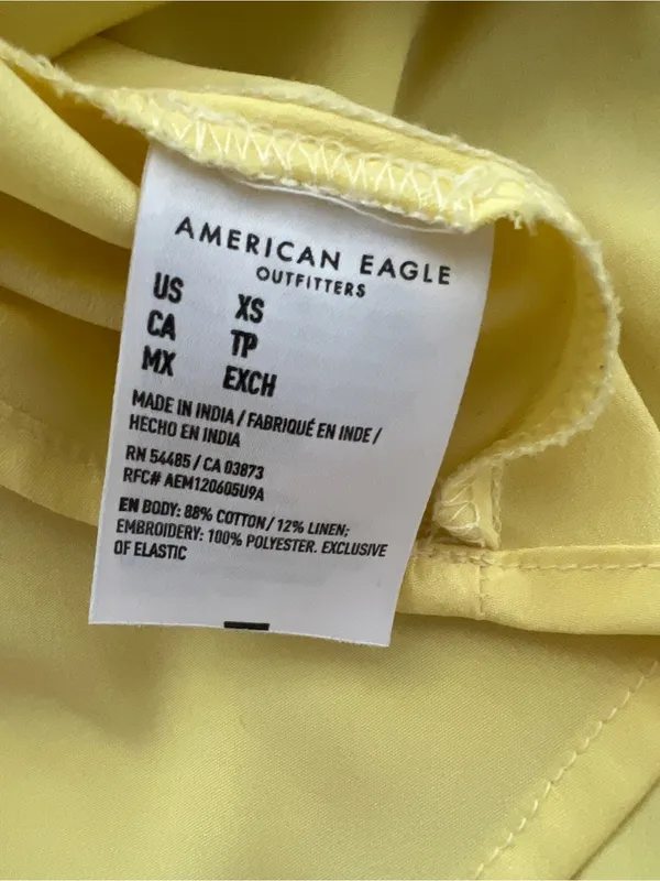 American Eagle Yellow Floral Eyelet Lace Mini Dress XS - Image 5