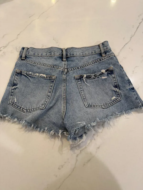 ZARA Ripped Mid-Rise Jean Shorts - Image 2