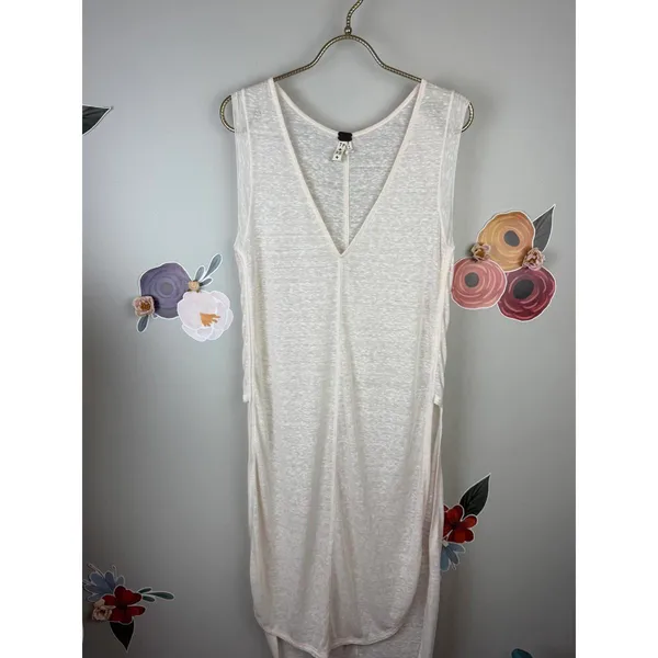 We The Free Sheer Ivory Cream Sleeveless Slip Cover-up Midi Dress - Size - XS - Image 6