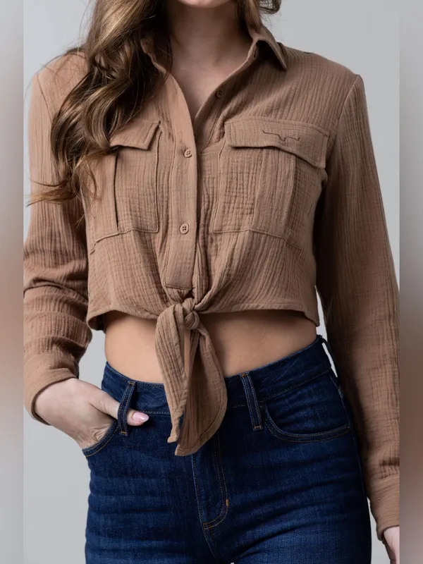 Kimes Ranch TORREAN TIE UP Cropped Button top Size Small - Image 3
