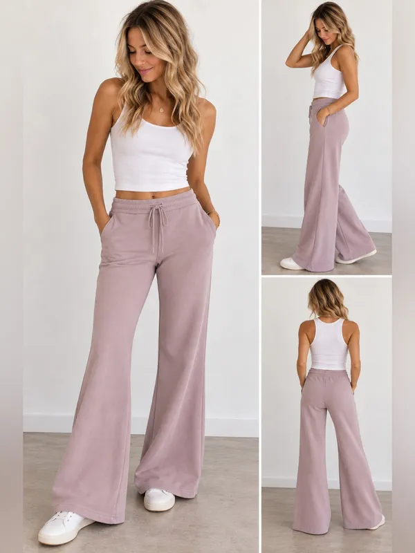 Athleta Forever Mid Rise Flare Sweatpants Light Mauve Size Medium 28” Inseam - Image 2