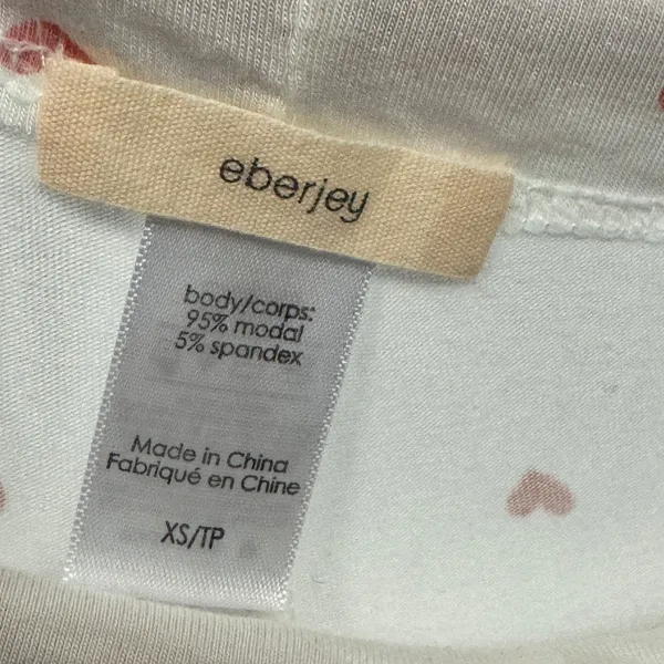 Eberjey Gisele Heart Print Pajama Pants Joggers Cream Pink XS 1331 - Image 6