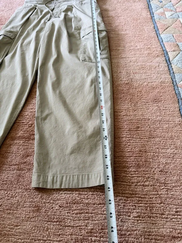 Athleta Women’s S Beige Linen Blend Wide Leg Cargo Pants - Image 3