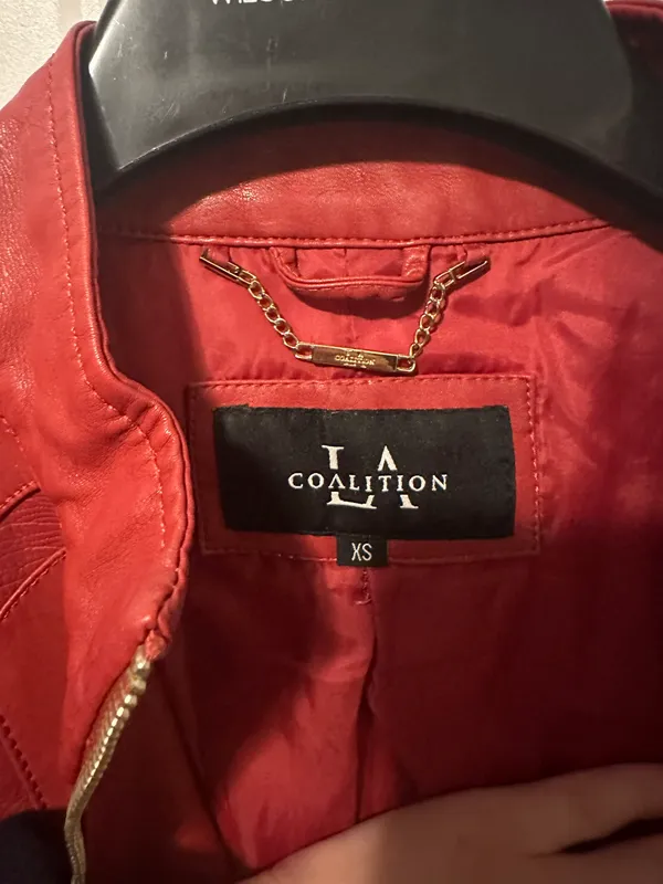 Red Faux Leather Jacket XS Extra Small - Image 3