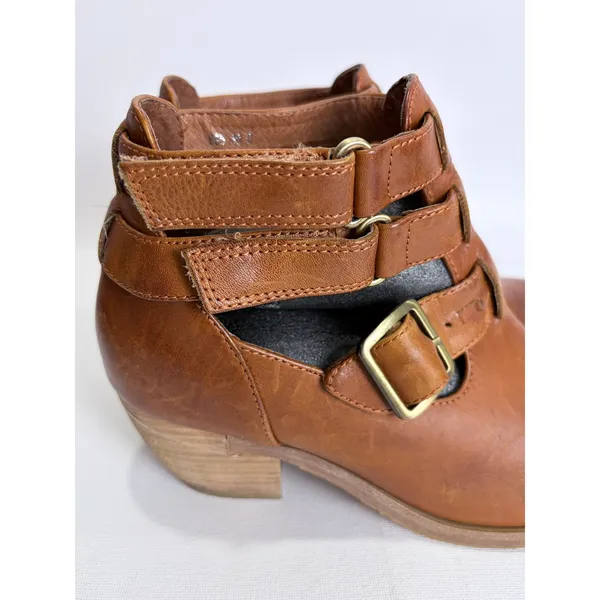 Antelope Italian Leather Ankle Boots Brown Buckle Straps Block Heel EU 38‎ - Image 4