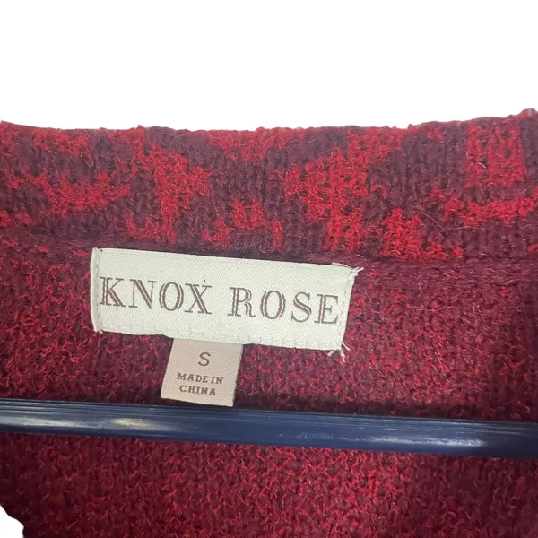 Knox Rose Women's Size‎ Small Red Damask Boho Peasant Long Sleeve Sweater - Image 6
