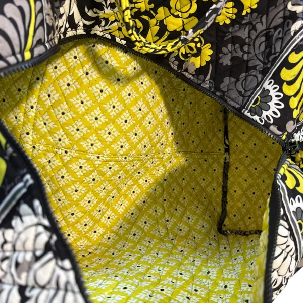 Vera Bradley‎ Floral Grand Traveler Bag Yellow Gray Black Quilted Duffle - Image 4
