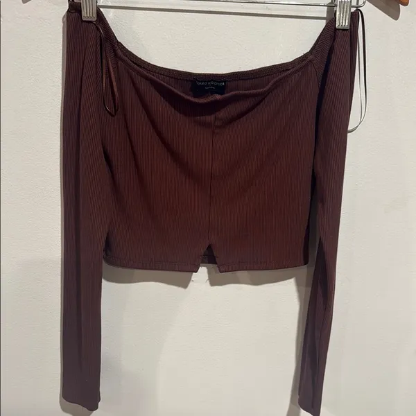 Naked Wardrobe Chocolate Ribbed Top - Image 3