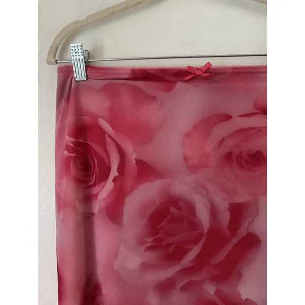 NWT Urban Outfitters UO Wave Maxi Mesh Skirt Pink Floral Size Large - Image 7