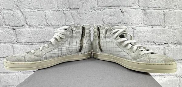 P448 Woman’s Dama Skate High-Top Sneakers Size 39 White/Multicolored Zip Italy - Image 9
