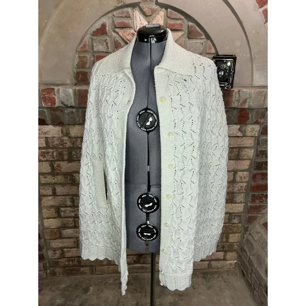 Sherry Gale crocheted sweater cape gray silver metallic 1950s - Image 8