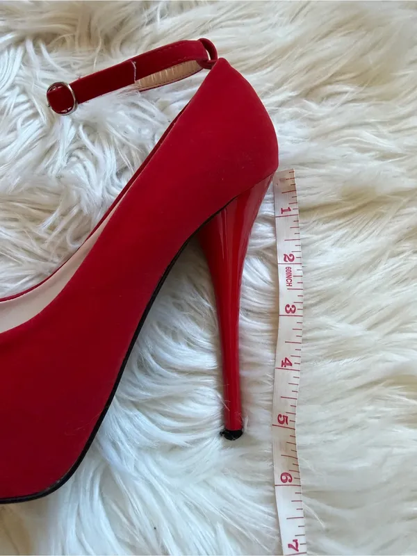 Shoe Dazzle Arya peeptoe pumps Red Size 6 - Image 3