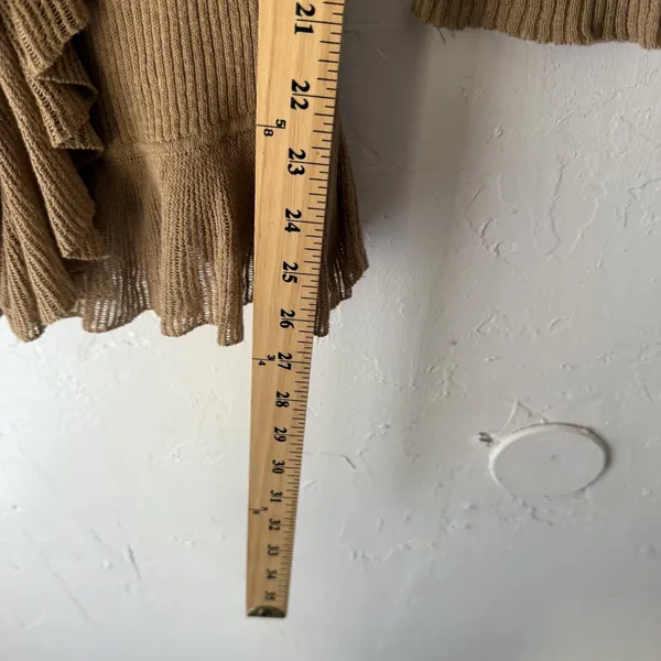 American Living Y2k Sweater‎ Small Ruffle Trim Ribbed Knit Cardigan Top Coquette - Image 5