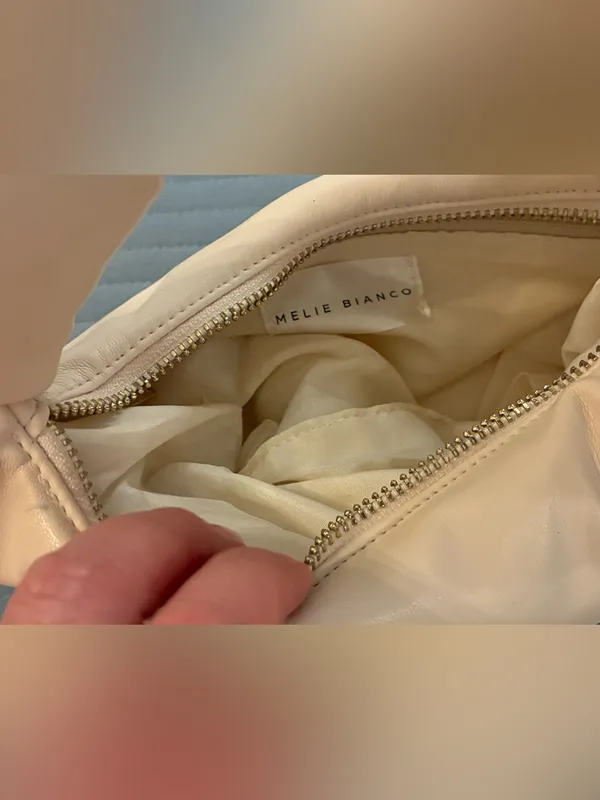 Melie Bianco Brand Soft Knot-Handle Shoulder Bag in Cream - Image 4