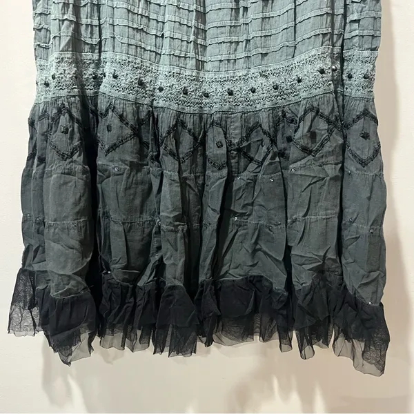 Vintage Molato Maxi Skirt Womens Large Art To‎ Wear Mesh Overlay Boho Artsy Gray - Image 3