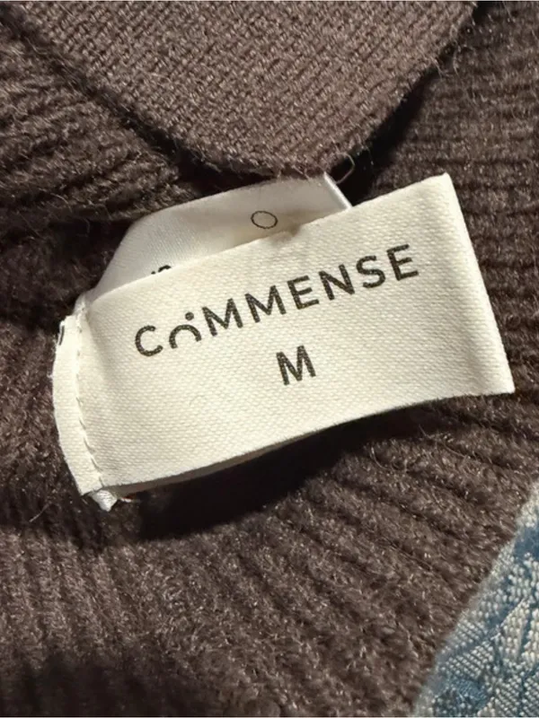 Commense Brown Ribbed Gold Clasp Collared Sweater M NWOT - Image 2