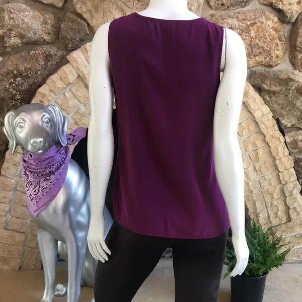 Ann Taylor LOFT Factory Purple Sleeveless Embroidered Tank Top Women's Size Small - Image 4