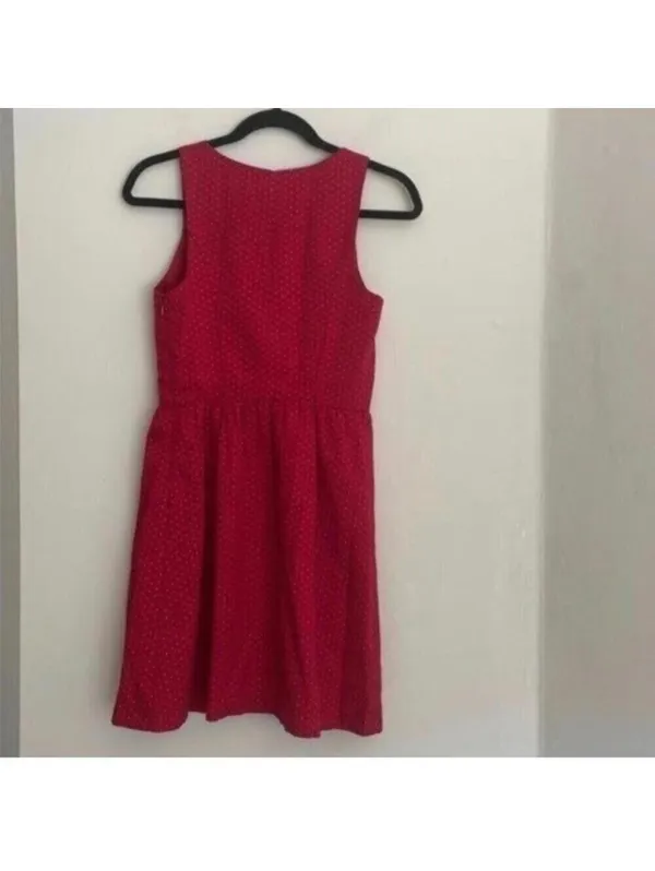 Kensie Ruby Red Sweetheart Neck Sleeveless Retro Embroidered Dress - Image 6