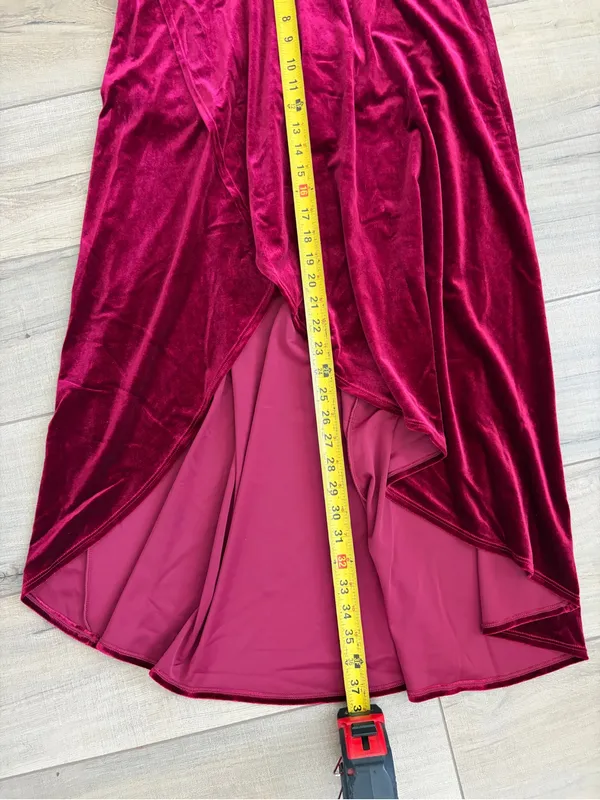 Halara High Waisted High Low Crossover Velvet Maxi Skirt Sangria NWT Small - Image 5