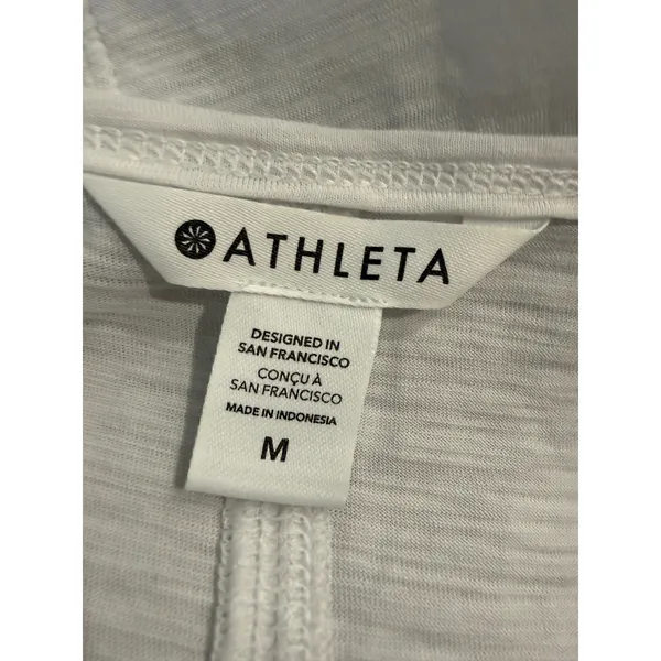 Athleta Womens White‎ 100% Cotton Slub Knit Short Sleeve Crew Neck Tee Size M - Image 4