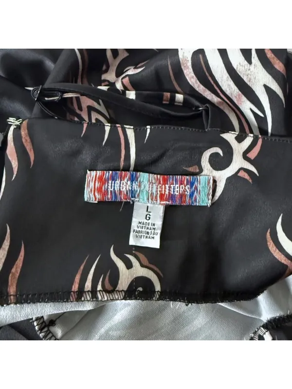 Urban Outfitters Black Slinky Silky Satin Mini Slip Mallory Dress Large Cyber - Image 6