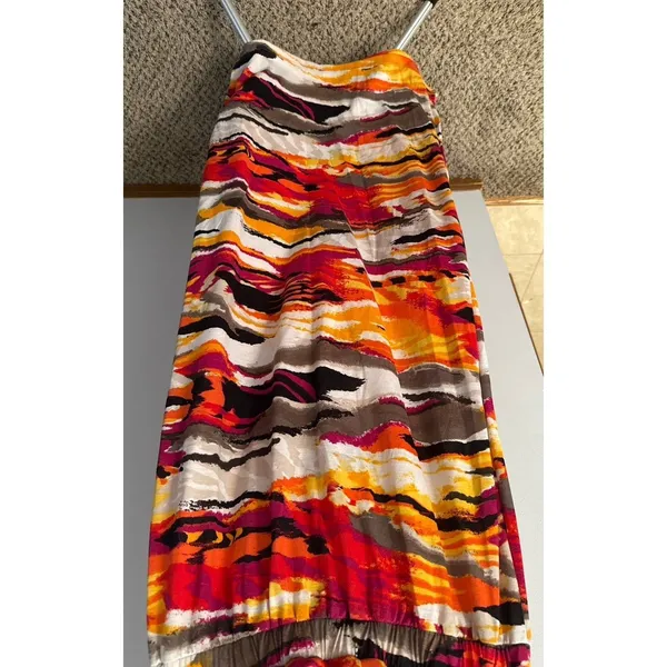 Attention Women's vibrant strapless abstract pattern‎ maxi dress size Medium - Image 6