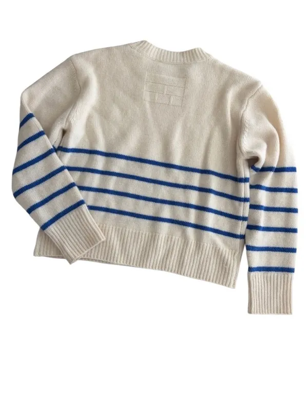 Frame Clean Stripe Cashmere Sweater Jet Stream Multi XL - Image 6