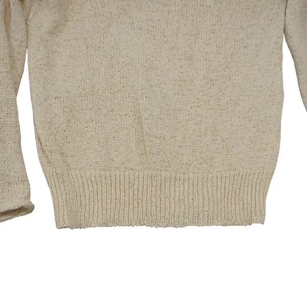 J. Crew Women's Size Medium V-Neck Sweater Beige Bell Sleeve Open Knit Coastal - Image 5