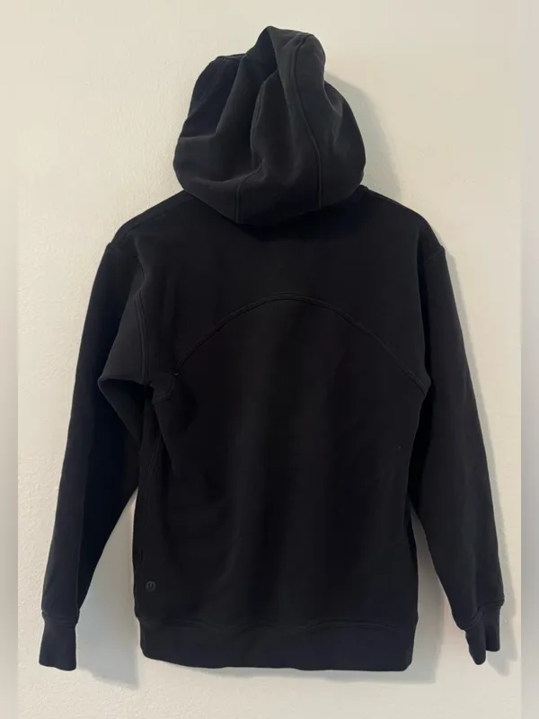 Lululemon All Yours Hoodie Graphic Black Tonal Logo Pullover Sweatshirt Size 4 - Image 4