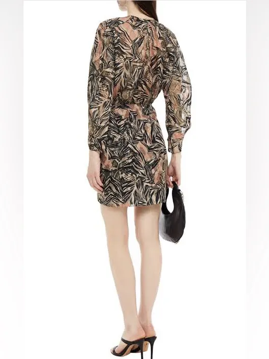 IRO Fenian Abstract Animal Print Ruched Mini Dress Snakeskin Zebra Size‎ 36 / 4 - Image 2